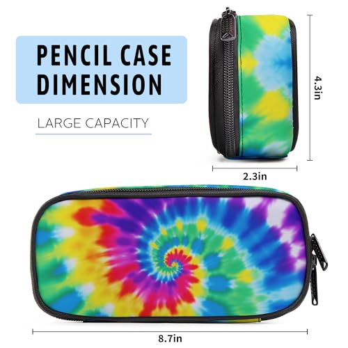 Image of Tiedye Pencil Case, Large Capacity Pen Pencil Case for Boys Girls Teen, Kids 3 Compartments Multifunction Pencil Box with Zipper Organizer, Pencil Pouch for Back to School Students