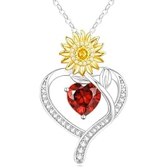 Sunflower Necklace-01-Jan-Garnet & 07-Jul-Ruby