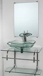 GABINETE DE VIDRO PARA BANHEIRO INOX 60CM CUBA ABAULADA INCOLOR