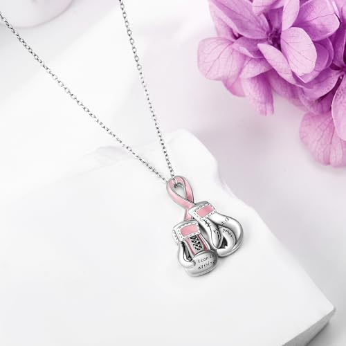 925 Sterling Silver Boxing Gloves Breast Cancer/Suicide Awareness/Bring Them Home/Wave/Moon Phase/Basketball/Airplane Pendant Necklace Awareness Jewelry for Women Sister Mom Grandmother 6