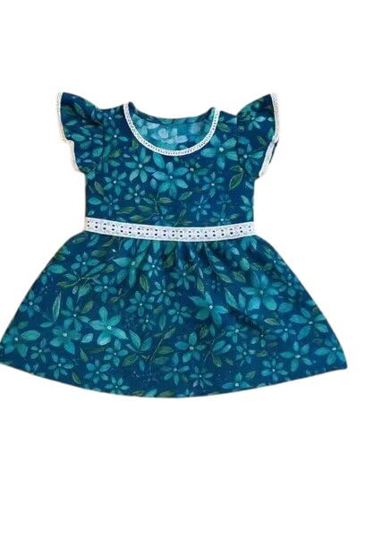 World Trendy Fashion Baby Girls Solid Pattern Dress Lightweight Shoulder Strap Outfit-Cotton Blend Blue 0-3 M-image-49