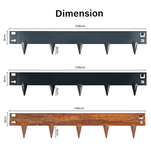 Greenera 5M Lawn Edging Border, Galvanized Steel Garden Edging Strip, Flexible Lawn & Pathway Metal Edging Border For Landscaping, Easy To Install - 8Cm Face Height, Black - 2