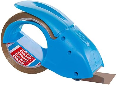 tesapack Hand Dispenser Pack-N-Go - Ergonomic Handheld Blue Packaging Tape Dispenser for Packing Tape, Includes 50 m x 48 mm Tape Roll