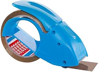tesapack Hand Dispenser Pack-N-Go - Ergonomic Handheld Blue Packaging Tape Dispenser for Packing Tape, Includes 50 m x 48 mm Tape Roll
