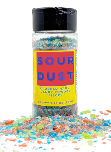 Sour Candy Powder Coating – Sour Candy Pieces for Dessert Topping, Drink Rimmer Blue Raspberry, Green Apple and Strawberry 2.75 Ounce