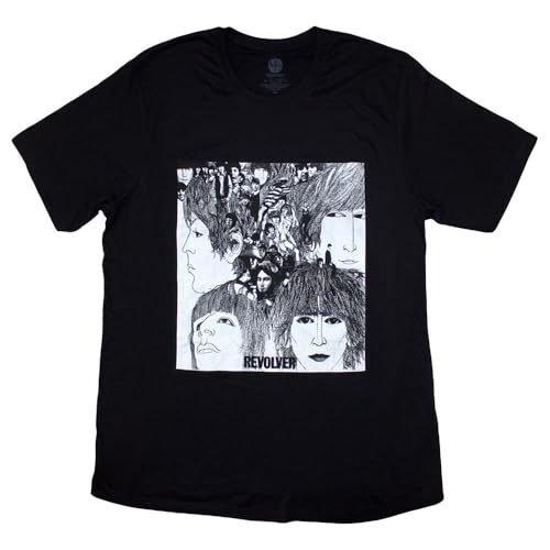 Rock Off officially licensed products The Beatles Revolver Album Cover Junior Fit T Shirt - Les Beatles, Paul McCartney, John Lennon, RIngo Starr, George Harrison Rock Off officially licensed products The Beatles Revolver Album Cover Junior Fit T Shirt