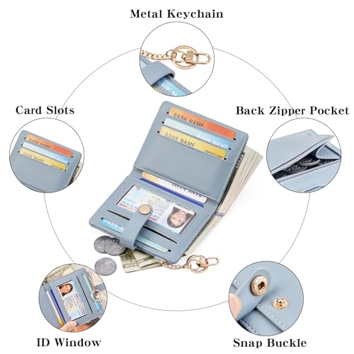 Image of Small Wallet Women Slim Bifold RFID Blocking PU Leather Card Holder Wallets with Change Pocket ID Window
