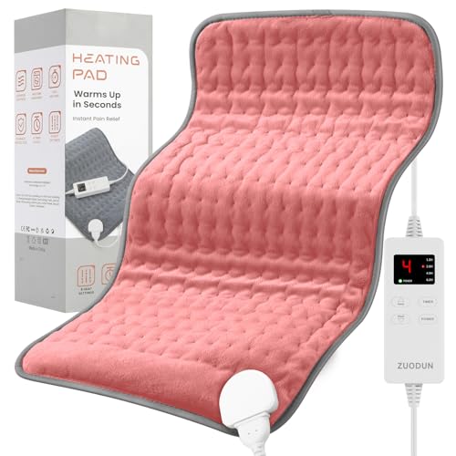 Portable Heating Pad for Back Pain Travel Electric Heat Pad with Moist Heat Option 6 Heat Levels & Auto Shut-Off Soft Washable Cover Ideal for Office Home or Travel Use