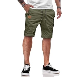 JMIERR Kurze Hosen Herren Shorts Herren Sommer Chino Baumwolle Elastische Taille mit Taschen