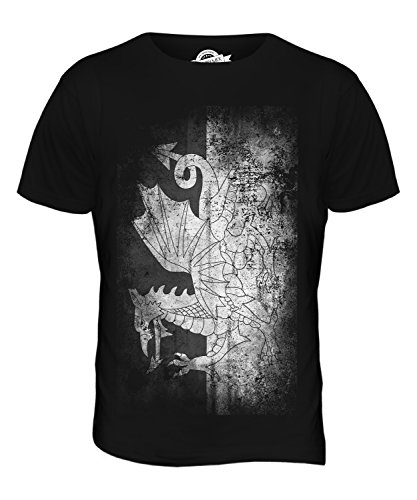 Candymix - Wales Cymru Faded Flag Print - Mens T Shirt Top T-Shirt, Size 2X-Large, Colour Black