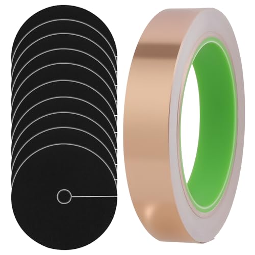 Copper Foil Tape and Mulch Ring Set 20mm x 20m Copper Strip and 10 Round Plant Collars for Raised Beds Planters Garden Pots and Outdoor Use Moisture Retaining Garden Accessories Kit