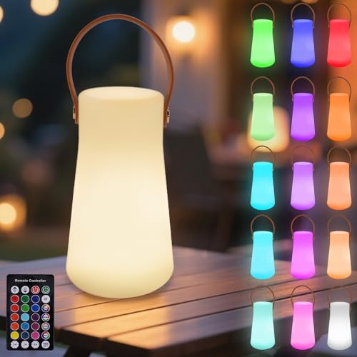 RKDTX 16-Color Rechargeable LED Portable Night Light with Remote, 4 Modes & 8 Brightness Levels, Handy for Bedroom, Parties, Holiday Decor