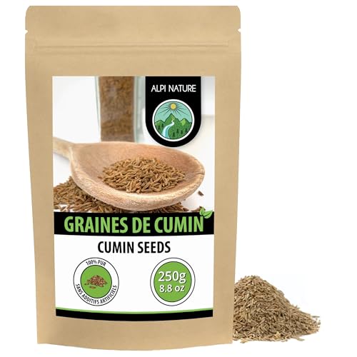 Alpi Nature Cumin Graines 250g, Graines de Cumin Entières pour la Cuisine et les Mélanges d'Épices