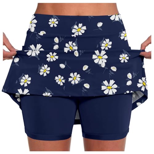 Lainuyoah Saias femininas plus size de cintura alta atléticas de golfe com shorts e bolsos estampado