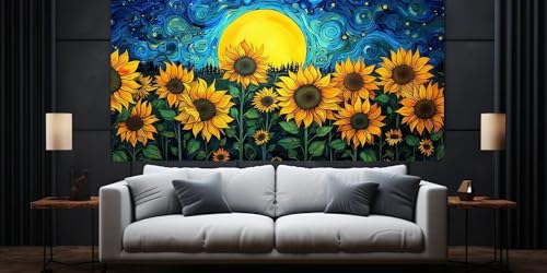 Diamond painting tournesol et lune grand format 80x160 cm pour broderie diamant