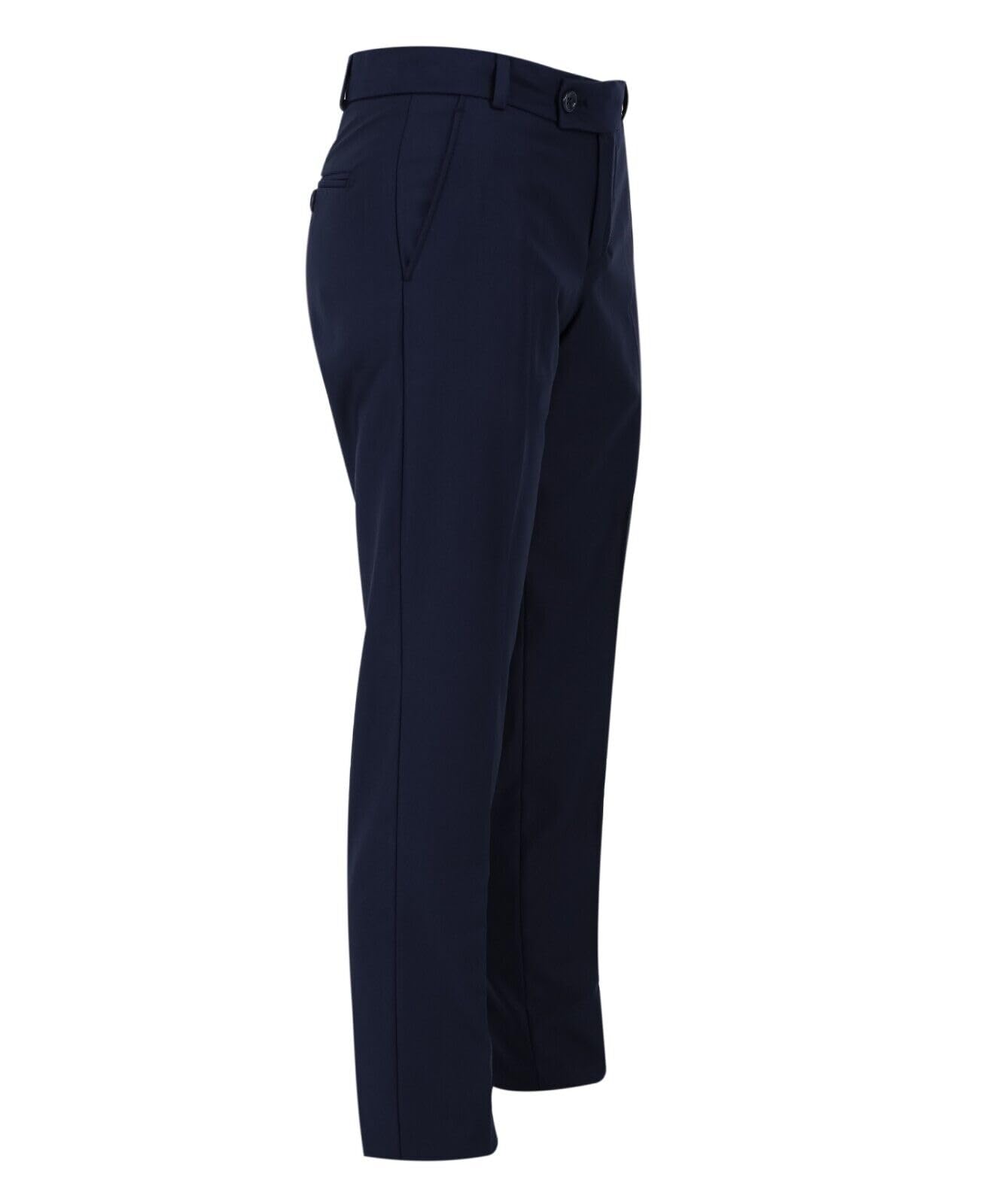 Chłopięce spodnie slim fit jednokolorowe formalne wesele eleganckie spodnie w kolorze granatowym, granatowy, 12 lat
