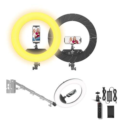 JJ JIANJIN 18 inch Ring Light Kit 55W NO Wall Mount Triangle Boom Arm (18 inch)