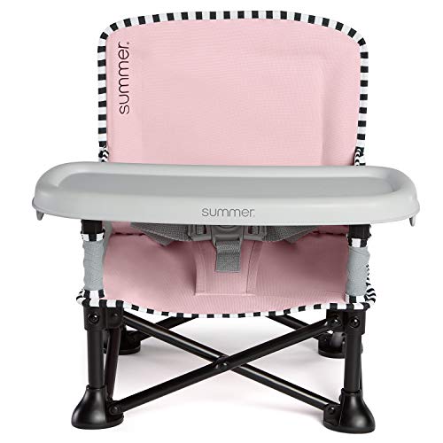 Image of Summer by Bright Starts Pop 'N Sit Portable Booster Chair, Floor Seat, Indoor /Outdoor Use, Compact Fold, Bubble Gum, 6 Mos - 3 Yrs