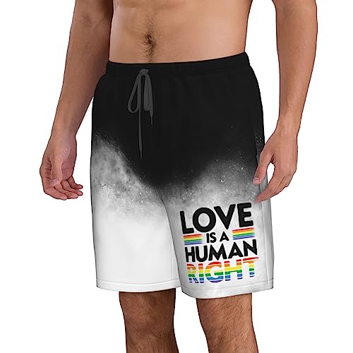 Black LGBTQ Pride Gay LGBT Rainbow Lesbian Men's Swimming Trunks for Men Swimwear Beach Shorts Mens Swimsuit Trunks2