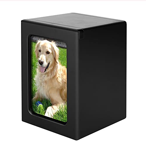 WJQ-XZ Haustierurnen Für Hunde Und Katzen Holz Cremation Urne Haustier-kremationsbox Für Asche Andenken Foto-Box Mit Bilderrahmen Aufbewahrungsschatulle Columbarium Memorials,Schwarz,15×10×10cm Cover