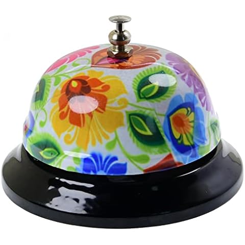 WEKOIL Call Bell Desk Service Bell Ding Bell for Restaurant Hotel Room Kitchen Party Office Elderly Large White Pattern Bell,3.3 inch Cover