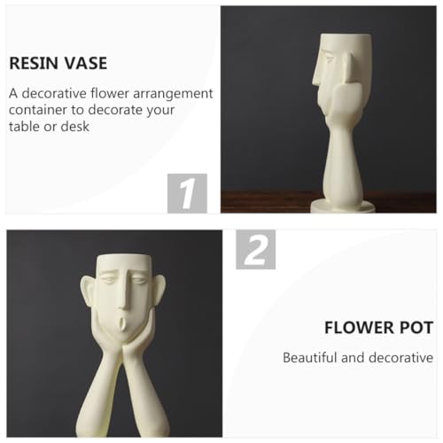 Vase antidérapant beige ornement de table stable en résine