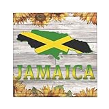 Y7WJNVIU Framed Wall Art Flag of Jamaica, Jamaican Map Painting Prints Canvas Wall Decor Home Office Decoration 16 x 16 Inch, Housewarming Gifts