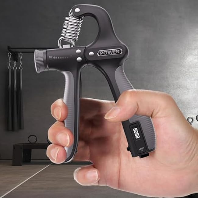 Grip Strength Trainer - Digital Forearm Exerciser for Strengths Building and Injury Recovery with Adjustable Resistance, Hand Gripper for Gym, Home, Travel, Abs Black, Portable 11 130 Lbs