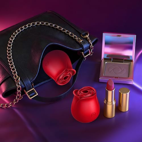 Image of App Controlled Rose Toy Clitoral Stimulator, Suction & Vibration Bluetooth Vibrator, Rechargeable Silicone Personal Massager for Women, Magnetic Charging, Storage Pouch Included