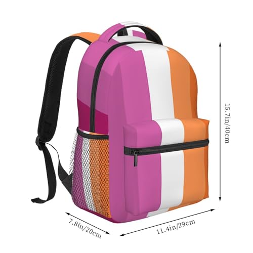 Orange Magenta Lesbian Pride Flag Backpacks 15 Inch Laptop Backpack Multipurpose Double Shoulder Bag For Men Women Gifts2