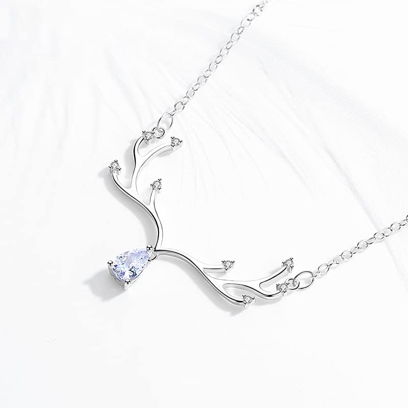 Collana Donna In Argento 925 Con Ciondolo Corna Di Alce – Gioiello S925 Mori Ti Ha, Catena Clavicola Fino In Fondo