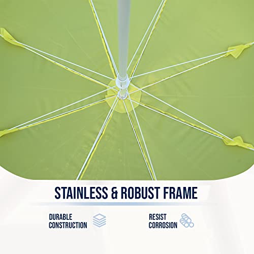Image of OUTO 6ft /36in Garden Outdoor Umbrella with Stand Foldable Big Size Heavy Duty Waterproof Rain & UV Sun Protection Patio for Balcony Shedding Cantilever & Lawn (6 Feet /36 Inch Rib Arm, Yellow)