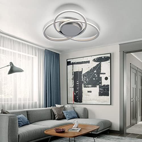 Miniatura 9 de Lámpara de techo moderna de 23.6 pulgadas, luz de techo LED empotrada regulable con control remoto, lámpara de techo LED para dormitorio, sala de
