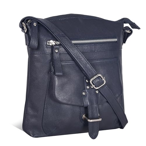 Image of Oak Leathers Leather Crossbody Bag For Women With Adjustable Sling Strap - Medium Size Crossover Shoulder Handbag Purse
