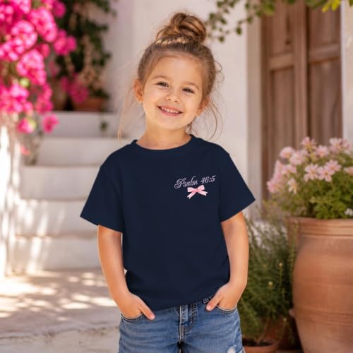 Image of Girls Christian Tees God is Within Her Jesus Shirt for Kids Faith Cute Graphic Bow Tshirt Inspirational Religious Top