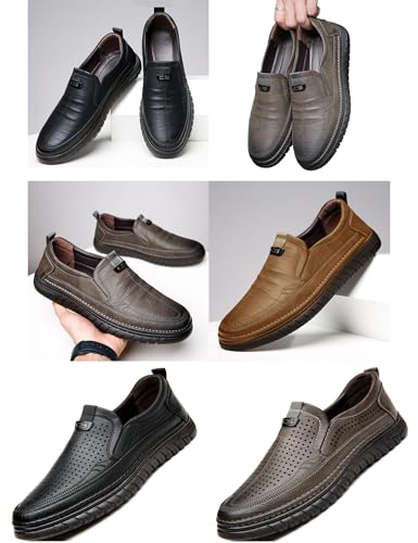 VIFOCUS Men's Loafers Slip-On Casual Leather Dress Shoes,Lightweight Comfort Non-Slip Ox Softsole for Business Driving Walking3