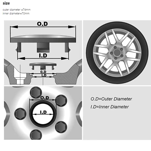 4 pezzi mozzo centrale ruota auto, per accessori