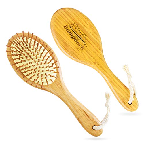 Bampooch Bamboo Dog and Cat Brush - Rounded Bristles, Natural Rubber - Grooming