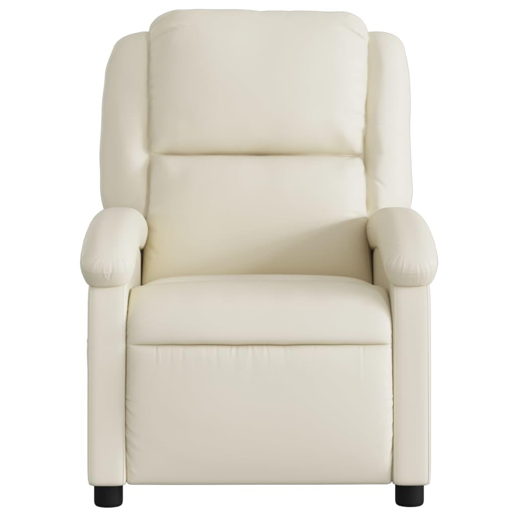 IKAYAA Sillón Masaje Reclinable Sillón Masaje Eléctrico Sillon Relax Reclinable Sillon Reclinable Manual Sillón Relax de Cuero Sintético, con Prácticos Bolsillo, Crema