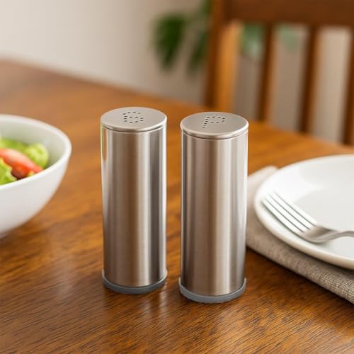 Image of S.S Salt & Papper Salt and Pepper Shakers - Modern Kitchen Stainless Steel Salt and Pepper Shakers - 3.0 Inch (Pack of- 2) (S.S Salt & Papper)