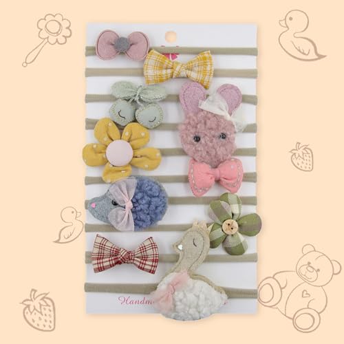 Image of POLKA TOTS Baby Hairbands for Kids Girl | Cute Stretchable Hair Bands for Baby Girls | Kids Hair Accessories | Elastic Infant Hairband | Toddler Hair Clips (Pack of 10)