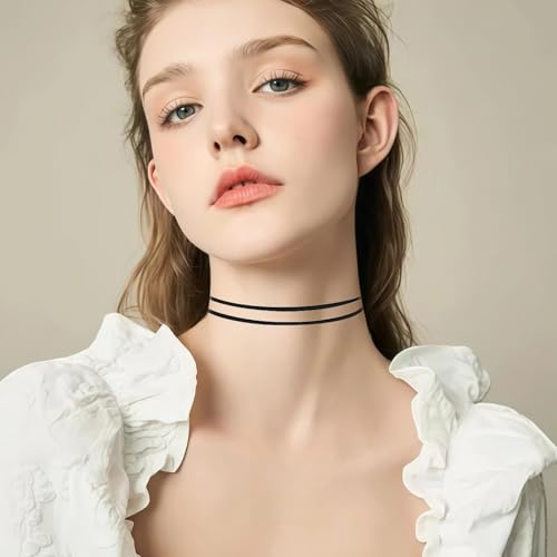ClcIosis 6 Stück Choker Kette Damen, Schwarz Velvet Halsband Frau Elegantes Mehrschichtiges Design Für Dancing Geburtstag Party Cosplay