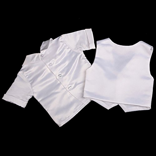 Alternative view of Dressy Daisy Baby Boys Baptism Christening Clothing Outfit White Satin Suit 4 Piece Set with Bonnet Short Sleeve