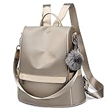 Women Backpack Purse Nylon Anti-theft Fashion Casual Lightweight Travel School Shoulder Bag (Khaki)