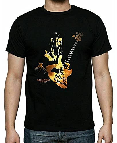 PANG GELIA Jaco Pastorius - Camiseta unisex de manga corta para hombre, cuello redondo, 100% algodón, Negro, 3XL