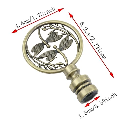 Wantane Dragonfly Design Lamp Finial Cap Knob Double Dragonflies Lamp Finial Hollow Out Treatment Dr