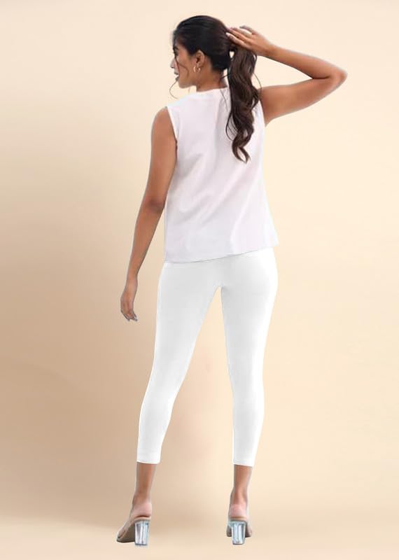 Image of TRENDMALLS Women's Microfiber Elastane Stretch Soft Cropped Leggings with Ultrasoft Waistband for Women
