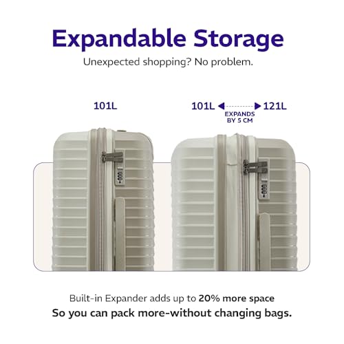 Image of Provogue Coral Hard-Sided PP 75 Cm Trolley Bag Large Size | Expandable Space with 8 Wheels Trolley Bags for Travel | Combination Lock | 5 Year Warranty (Grey Cloud /Timberwolf Grey)