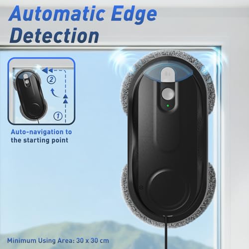 Image of KKI Window Cleaning Robot, Automatic Window Cleaner Robot, Dual Ultrasonic Spray, Max 3200Pa, 3Cleaning Modes & Edge Detection, Remote Control for High-Rise Windows Outside /Inside, Glass Door, X3