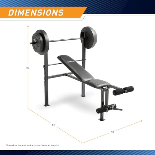 Marcy Competitor Standard Workout Bench with 80 lbs Vinyl-Coated Weight Set Combo CB-20111 by MARCY - Image 2